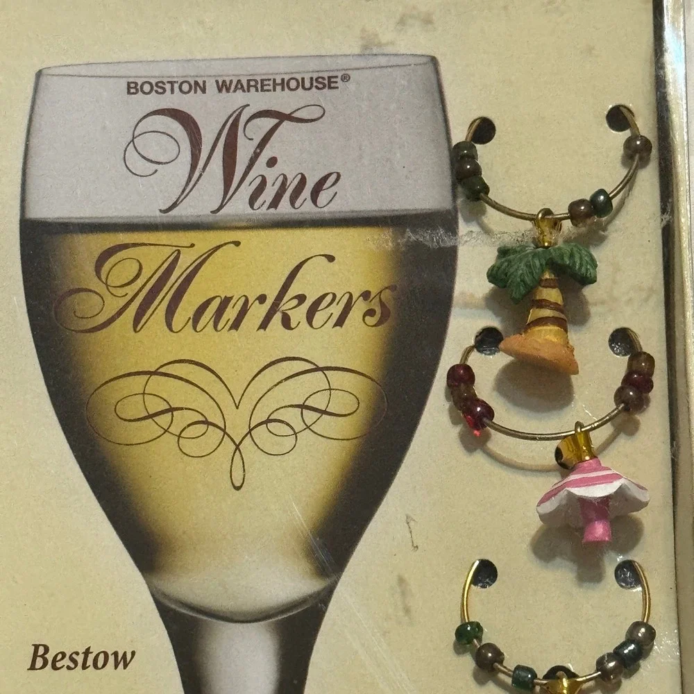 Boston Warehouse Calypso Wine Markers Set of 6 Tropical Beach Charms 83089 New